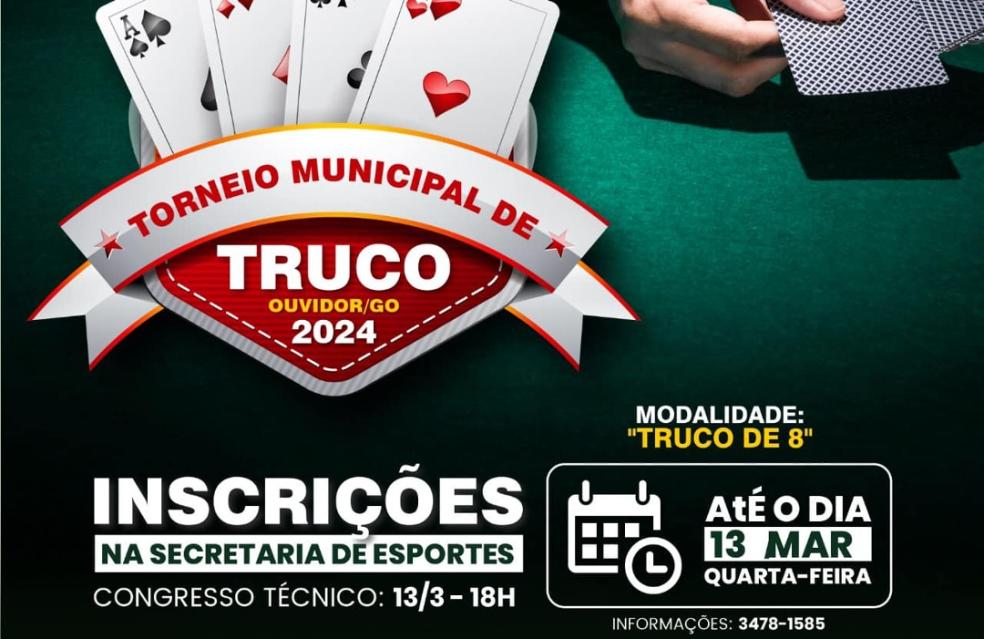 Vem aí ♦️♣️♥️♠️ Torneio Municipal de Truco 2024.