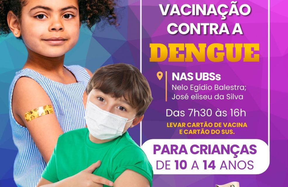 Atenção! 🦟 A vacinação contra a dengue já está disponível nas Unidades de Saúde de Ouvidor para crianças de 10 a 14 anos completos.