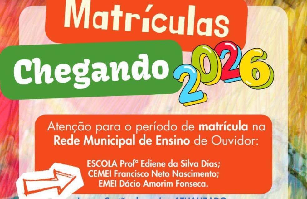 Rematrículas para a Rede Municipal de Ensino de 2026.